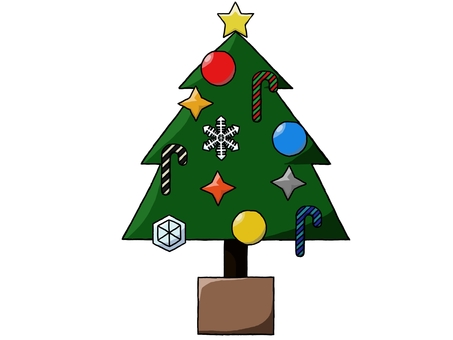 クリスマスツリー クリスマスツリー,クリスマス,モミの木,モミ,木,植物,お祝い,オーナメント,球体,星のイラスト素材