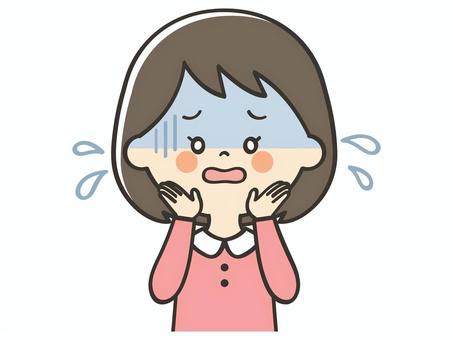 危険を知らせる女の子 女の子,子供,sos,助けて,焦る,困る,絶望,不安,危険,注意喚起のイラスト素材