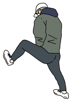 何かを蹴る男性 何かを蹴る男性 男性,背中,蹴る,靴,キャップ,帽子,片足,上げる,おしゃれ,フードのイラスト素材