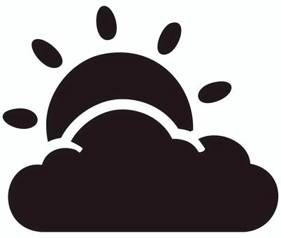 太陽と雲のアイコン 黒 太陽と雲のアイコン 黒 太陽,雲,天気,空,天候,気象,天気予報,気候,晴れ時々曇り,アイコンのイラスト素材