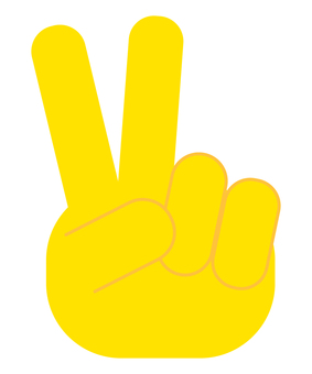 黄色い手（ピース） 手,黄色,ピース,２,アイコンのイラスト素材