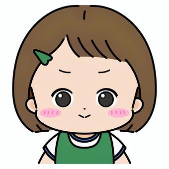 運動会で緑色のゼッケンを着る女の子 運動会,ゼッケン,ユニフォーム,アンカー,緑組,チーム,小学校,女の子,低学年,やる気のイラスト素材