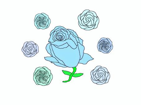 青バラ 青,水色,バラ,花,紫,きれいのイラスト素材