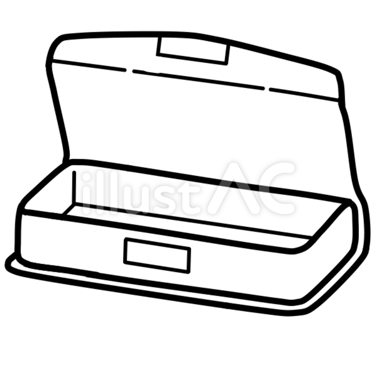 プラスチック筆箱（線画） 筆箱,文具,文房具のイラスト素材