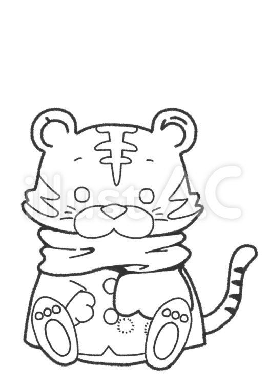 マフラーをした寅のイラスト　年賀状 寅,トラ,虎のイラスト素材