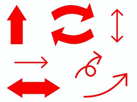 赤い矢印アイコンセット 矢印,赤,方向,案内,マーク,記号,シンプル,強調,指示,動きのイラスト素材
