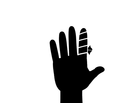 右手6 右手,手,人体,広げる,手のひら,包帯,巻く,怪我,シルエットのイラスト素材