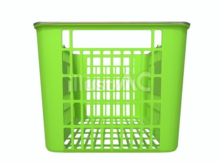 空の黄緑色の買い物かご（横） 買い物かご,買い物,かごのイラスト素材