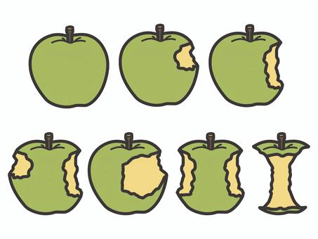 りんご７種セット02 りんご,果物,かじった,秋,アイコン,マーク,シンプル,セットのイラスト素材