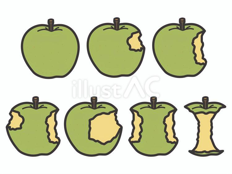 りんご７種セット02 りんご,果物,かじったのイラスト素材