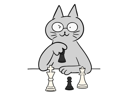 Illustration, chat, les échecs, checkmate, 