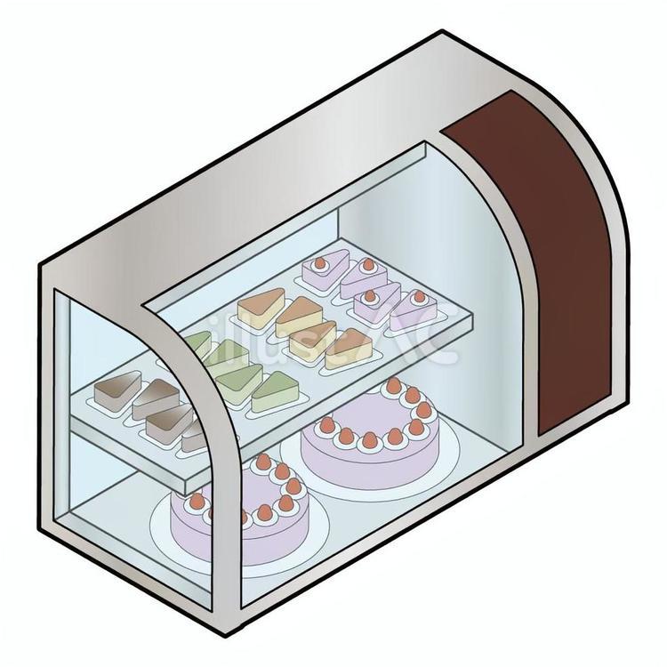 冷蔵ショーケース(ケーキ有) 冷蔵ショーケース,冷凍ショーケース,ケーキのイラスト素材