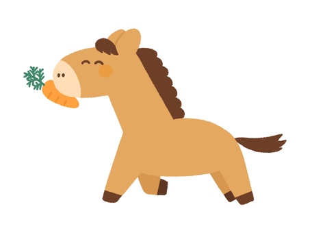 ニンジンをくわえた馬