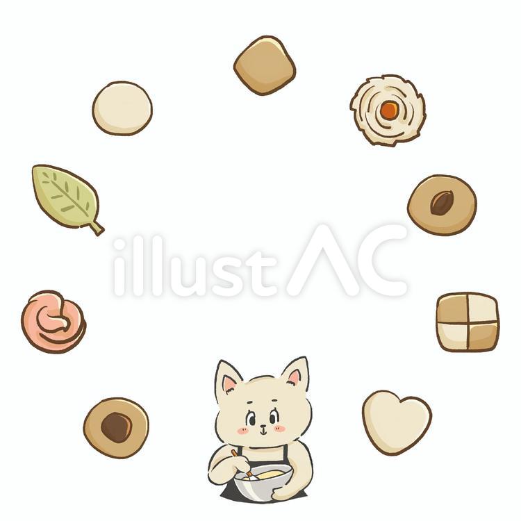猫　お菓子作り　フレーム 猫,フレーム,バレンタインのイラスト素材