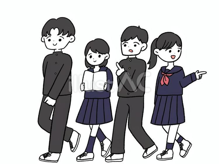 校外学習中の学生たち 学校,中学校,高校のイラスト素材