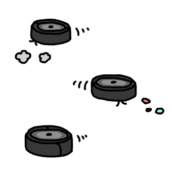 お掃除ロボット お掃除ロボット お掃除ロボット,ロボット掃除機,家電,電化製品,暮らし,掃除,大掃除,床掃除,フローリング,ほこりのイラスト素材