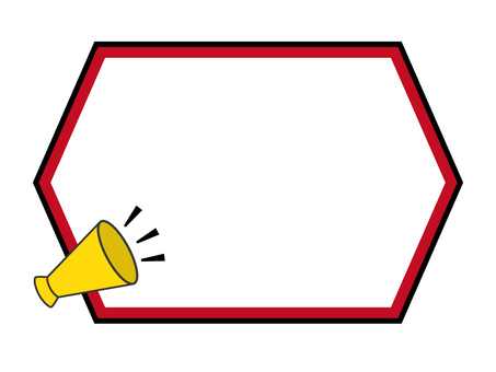 メガホン　フレーム　白 フレーム,枠,メガホン,お知らせ,セール,チラシ,イベント,注目,注意,見出しのイラスト素材