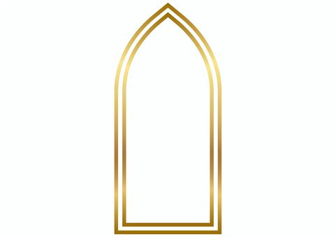 シンプルな教会の窓イメージ①フレーム金 教会,窓,アーチ窓,フレーム,チャペル,ゴシック,洋風,シンプル,アイコン,マークのイラスト素材