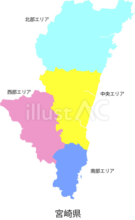 宮崎県 宮崎県,都道府県,境界のイラスト素材