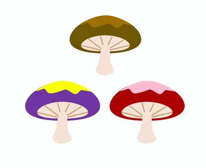 きのこセット きのこ,セット,アイコン,あか,紫,茶色のイラスト素材