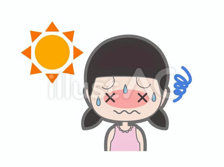熱中症　女の子 太陽,紫外線,人物のイラスト素材