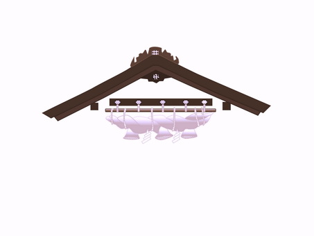 神社の大しめ縄 しめ縄,大しめ縄,神社,屋根,参拝,お参り,正月,初詣,拝礼,おさい銭のイラスト素材