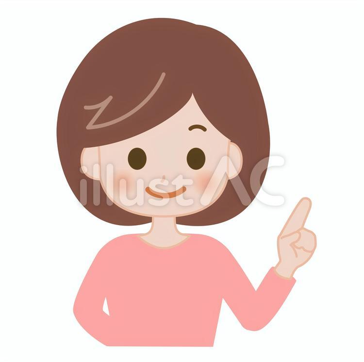 指を指す女性 女性,指さし,ワンポイントのイラスト素材