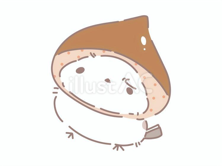 栗の着ぐるみをかぶったシマエナガ シマエナガ,栗,鳥類のイラスト素材