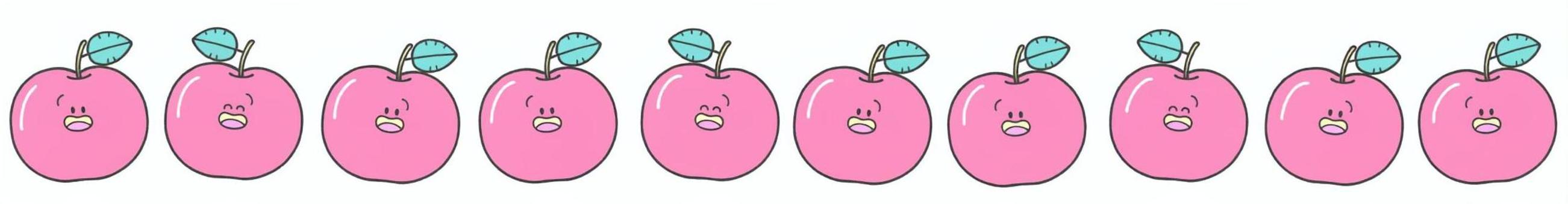 りんごの手描きライン素材4