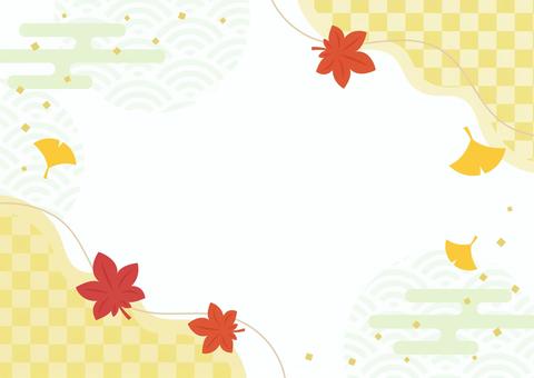 敬老の日の和柄フレーム、秋の紅葉と和柄7 敬老の日,秋,紅葉,背景,和柄,フレーム,和風,和,枠,飾り枠のイラスト素材