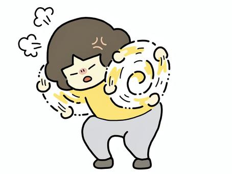 抵抗する人（手グルグル） 抵抗,反抗,癇癪,怒り,怒る,プンプン,無駄,無駄な抵抗,じたばた,拒むのイラスト素材