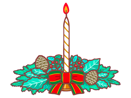 クリスマス 豪華なキャンドル（線あり） クリスマス,ロウソク,キャンドル,聖夜,イヴ,冬,12月,イベント,ホリデー,web素材のイラスト素材