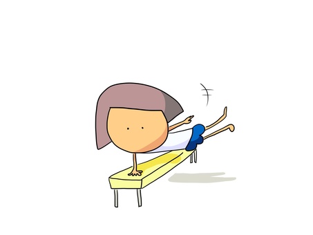 体操　おかっぱ 器械体操,平均台,運動,おかっぱ,女の子のイラスト素材