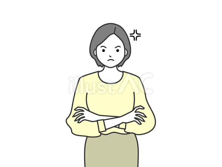 腕を組み怒る女性 怒る,女性,腕組みのイラスト素材