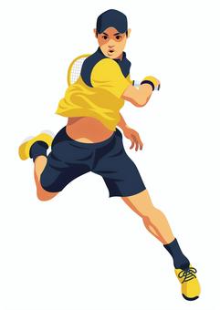 テニス選手16 テニス,ジャンプ,スマッシュ,テニスラケット,テニスウェア,グランドスラム,フォアハンド,一人,人物,全身のイラスト素材