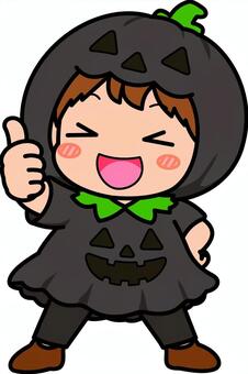 黒のハロウィンかぼちゃの人です。 かぼちゃ,シンプル,ハロウィン,コスプレ,仮装,変装,ホラー,イベント,パーティー,祭りのイラスト素材