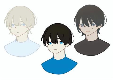 男イラストセット1 男イラストセット1 男,イケメン,シンプル,男性,10代,20代,黒髪,白髪,灰髪,褐色肌のイラスト素材