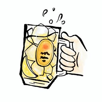 ハイボール　乾杯 ジョッキ,筆,乾杯,アルコール,手書き,ドリンク,飲み放題,飲み会,酒,メニューのイラスト素材
