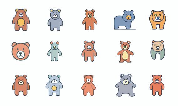 熊のアイコンまとめ 熊,動物,野生生物,怖い,可愛いのイラスト素材
