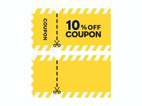 10％OFFクーポンとクーポン券枠セット 10％,off,クーポン券,チケット,買い物券,お得,ショッピング,値下げ,値引き,金券のイラスト素材