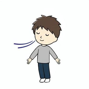 深呼吸をする小学生男児 深呼吸,リフレッシュ,リラックス,気分転換,酸素,休憩,一休み,健康,少年,男児のイラスト素材
