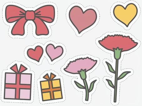 mother's day sticker set, ngày của mẹ, hoa cẩm chướng, keo, JPG và PNG