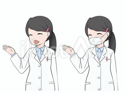 説明する、案内する、紹介する女性薬剤師