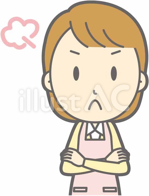 エプロン主婦-怒る-バスト シンプル,かわいい,女性のイラスト素材