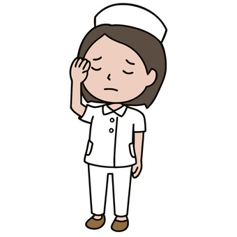 暑い人 暑い,汗,眩しい,熱中,炎天下,疲労,看護婦,ナース服,病院,女のイラスト素材
