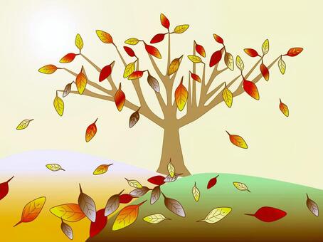 秋の桜の落葉 落葉,桜の木,秋,紅葉,落ち葉,枯れ葉,木,桜の紅葉,風,晩秋のイラスト素材