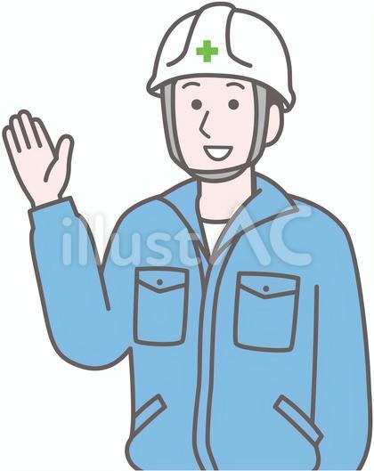 手をかざして話をする男性作業員