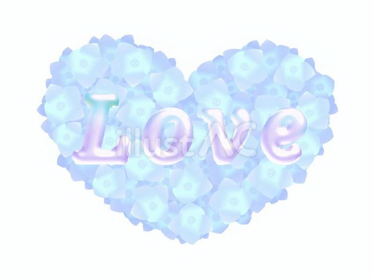 水色のハート紫陽花(文字有り) 紫陽花,花,水色のイラスト素材
