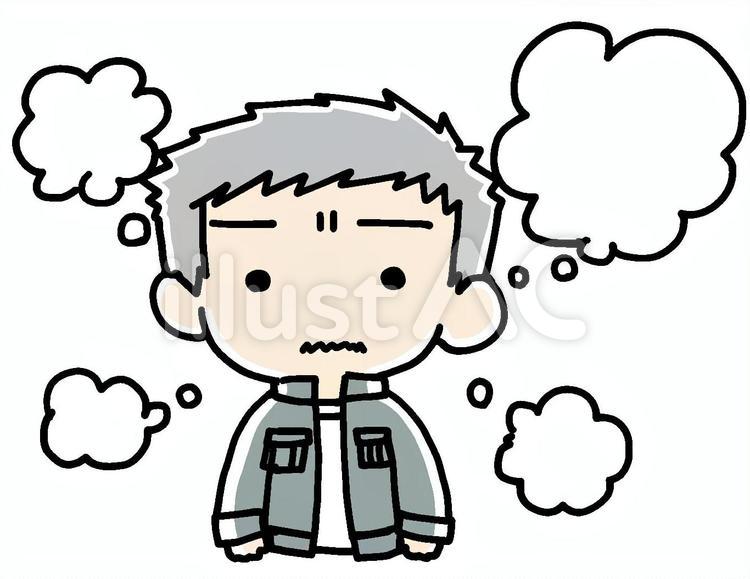悶々とするおじいさん 悶々,悩み,不満のイラスト素材