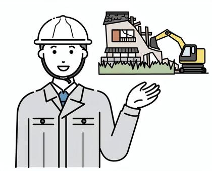 草だらけの空き家の解体作業 解体,住居,空き家,ヘルメット,解体業,男性,家,住宅,仕事,作業服のイラスト素材